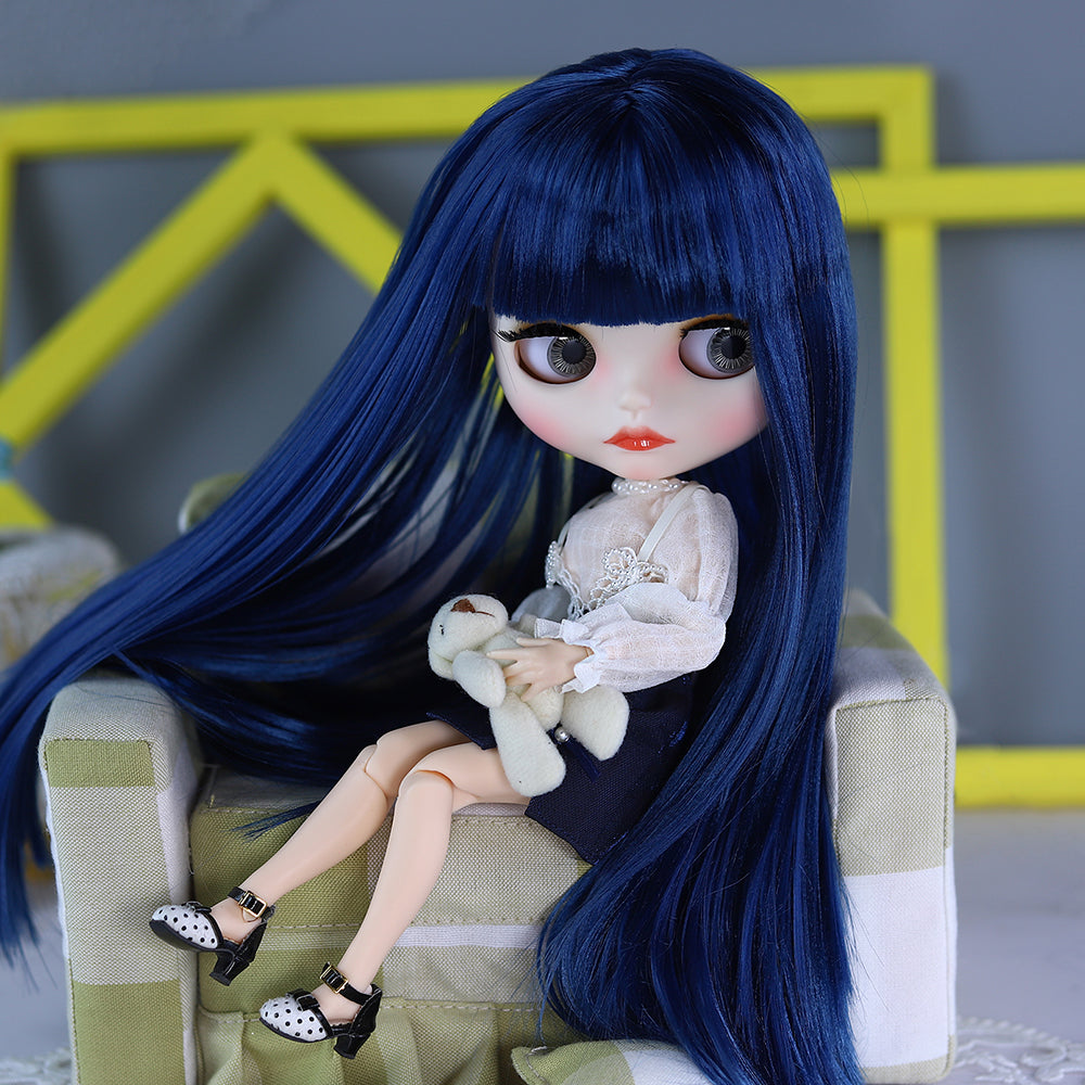 1/6 30cm BJD doll with blue hair and white skin jointed body