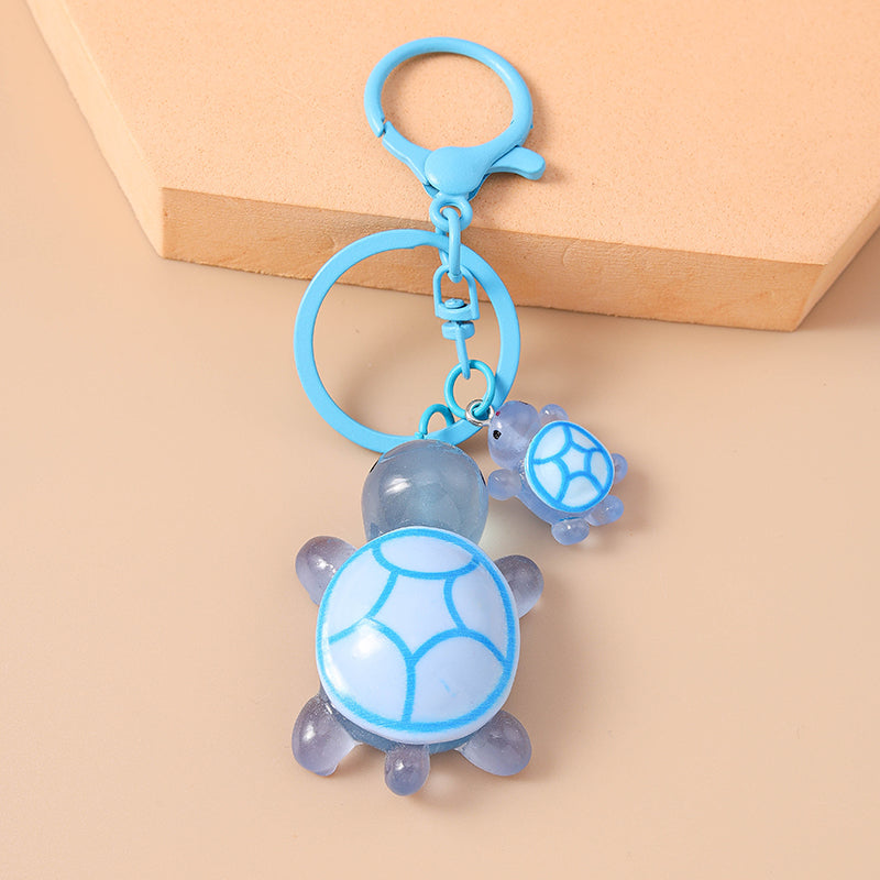 Colorful resin turtle keychain cartoon animal keyring for car keys and handbags