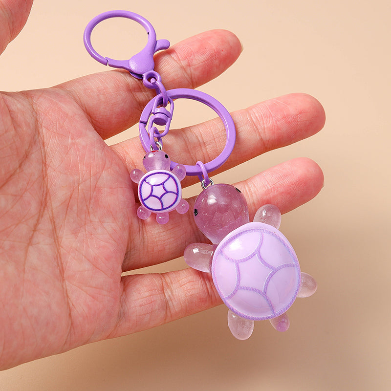 Colorful resin turtle keychain cartoon animal keyring for car keys and handbags