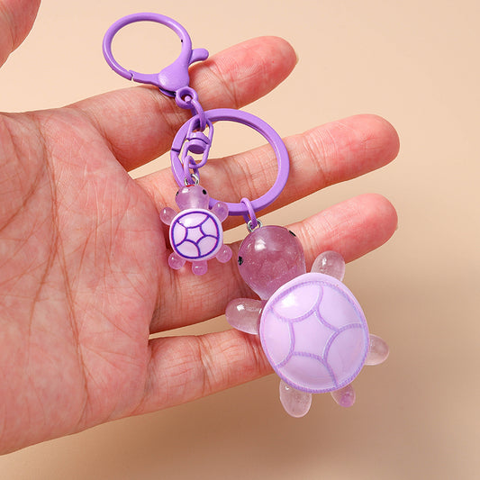 Colorful resin turtle keychain cartoon animal keyring for car keys and handbags