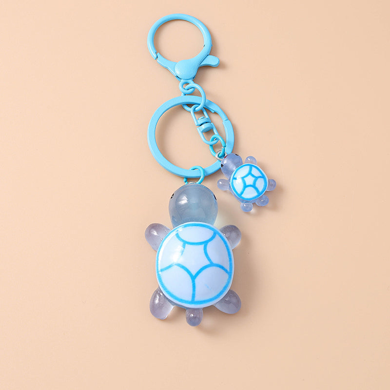 Colorful resin turtle keychain cartoon animal keyring for car keys and handbags