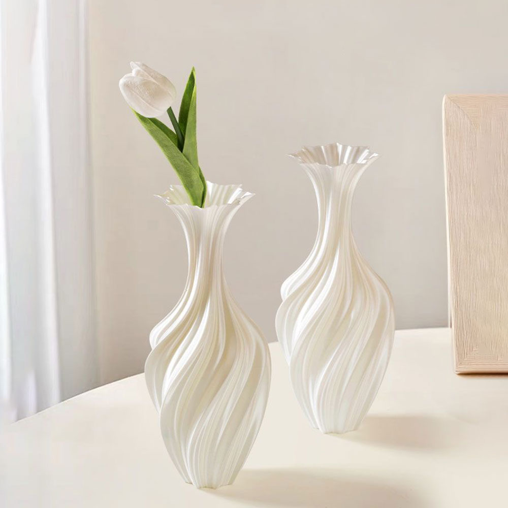 Nordic 3D abstract twist plastic flower vase for modern home decoration
